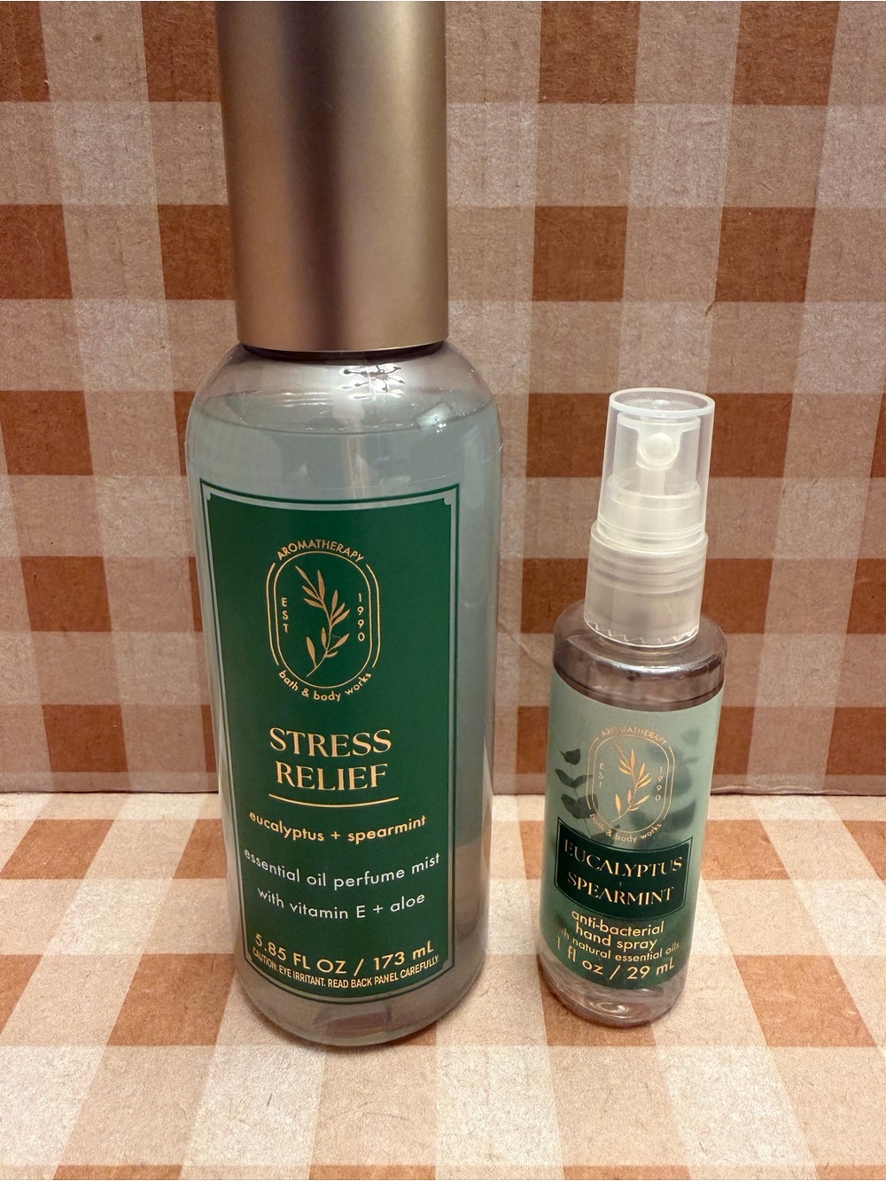 Bath/Body Aromatherapy Stress Relief Oil Perfume Mist 5.85 oz & Hand Spray 1 oz